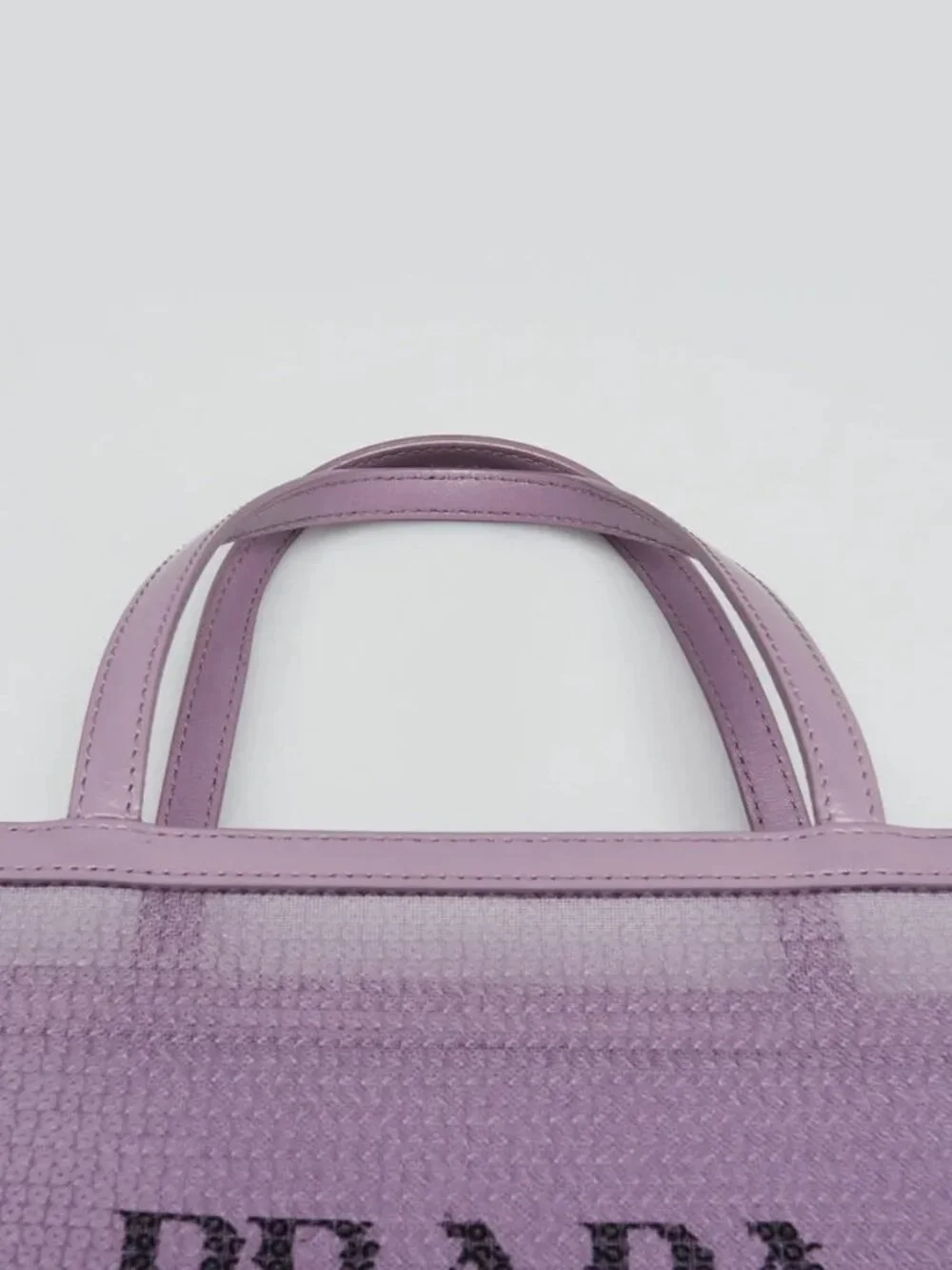 Prada Purple Sequin Mesh and Leather Tote Bag - Picture 7 of 9